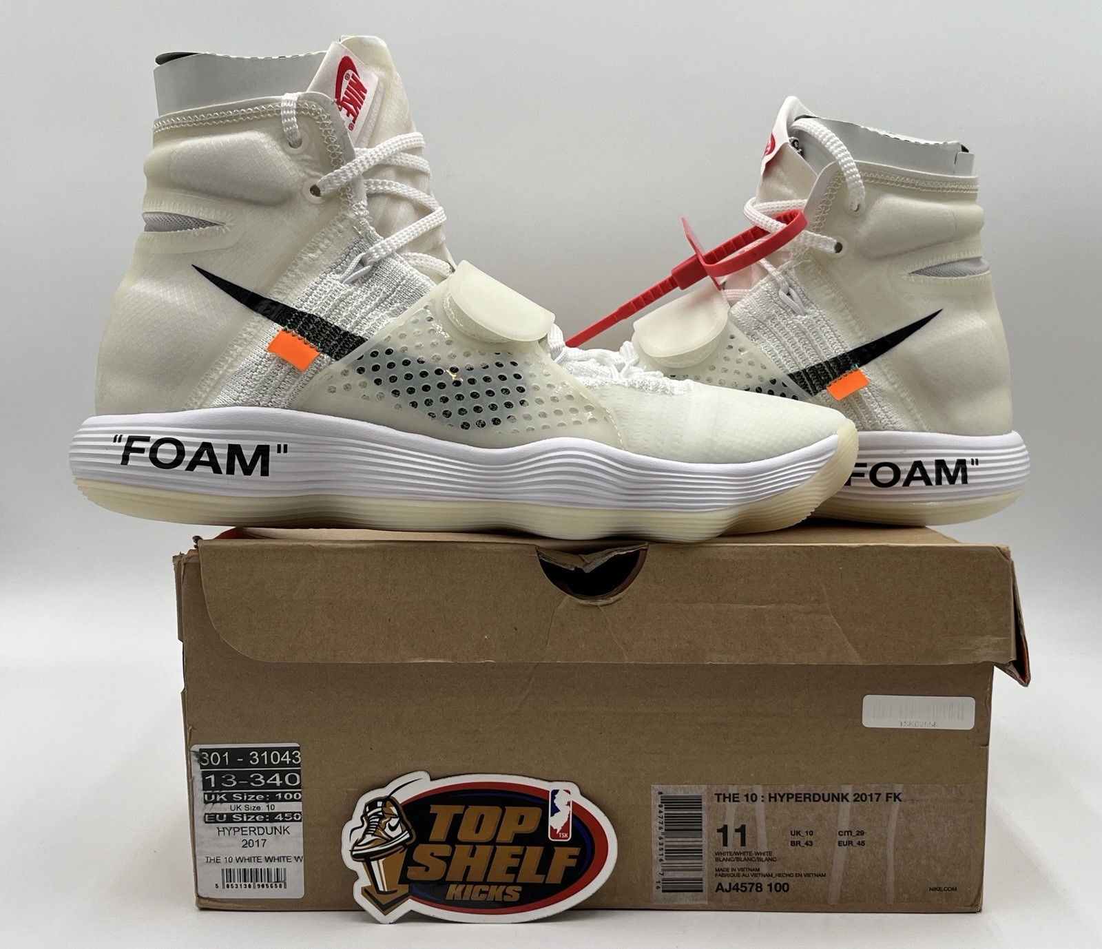 OFF WHITE X NIKE DS Nuove Nike Off White X Hyperdunk Flyknit "The Ten" 2017 Taglia 11 Autentiche OG