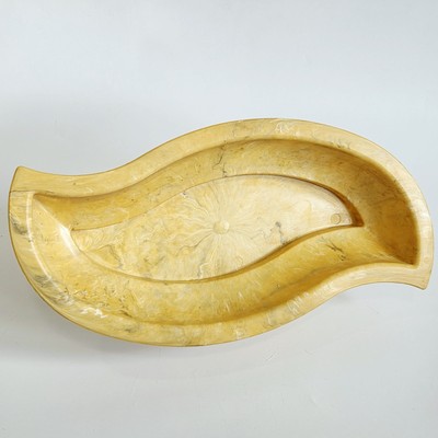 Vtg Carlisle Plastic Bowl Dish S Shaped Yellow Faux Stone Pattern Tray Planter