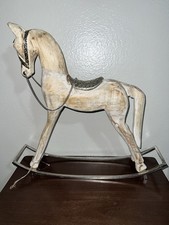 Wood/Metal Rocking Horse Decoration. Beautiful Rustic Elegance 23.5  L X22  H 6  D