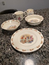 Royal Doulton Bunnykins Bowls Mugs Plate Made in England Vintage Set of 5 Pieces