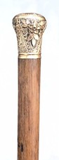 Vintage Antique Gold Filled Top Hardwood Shaft Swagger Knob Walking Stick Cane