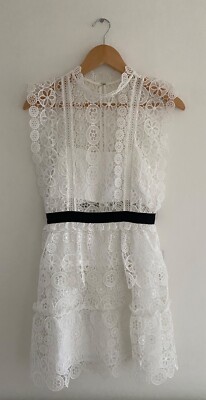 Self Portrait White Circle Floral Lace Tiered Mini Dress UK8 BRAND NEW WITH  TAGS | eBay UK