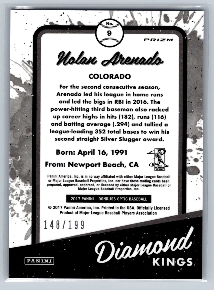 2017 Donruss Optic #9 Nolan Arenado Holo - Image 2 of 2