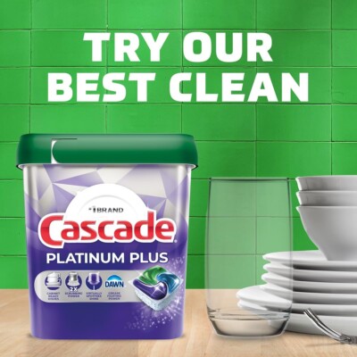 Cascade Platinum Plus Dishwasher Detergent Pacs, Mountain, 62 Count