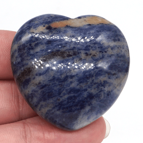 Piedra preciosa natural azul sodalita azul piedra palma corazón de 1,6" tallada regalo de amor - Imagen 2 de 6