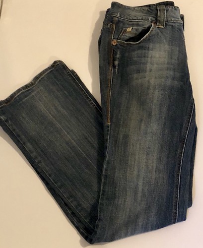 Z Cavaricci Juniors Bootcut Jeans 7 Blue Faded Distressed Denim - Picture 10 of 12