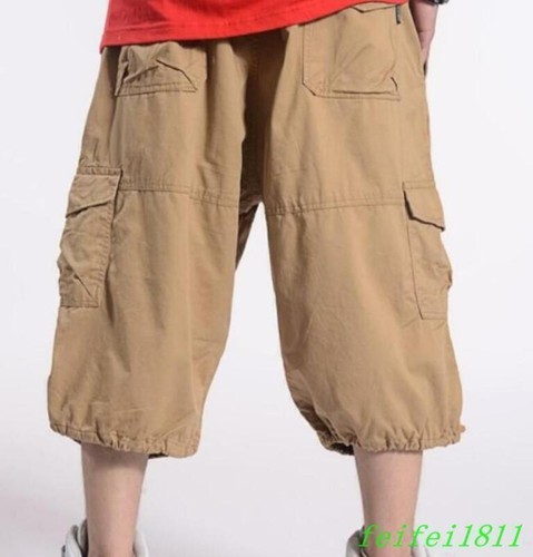 Mens Cargo Baggy Overalls Loose Pants Short Summer Sweatpants Trousers Plus Size - Picture 6 of 13