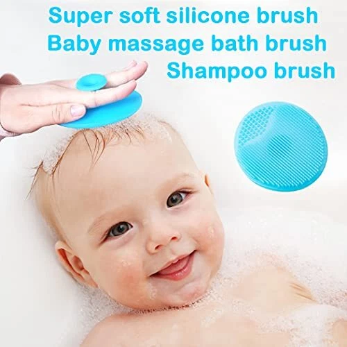 Baby Hair Brush &Silicone Baby Cradle Cap Brush Set, for Newborns & Blue - Picture 6 of 6