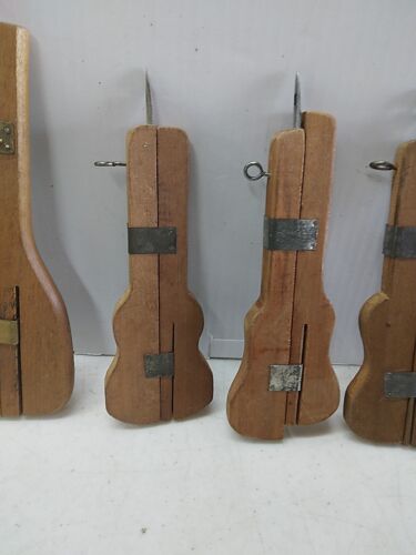 (4) Vintage Wood Rug Hook Punch Sliding Needle Shuttle Sewing Hand Weaving Tools - Picture 3 of 6