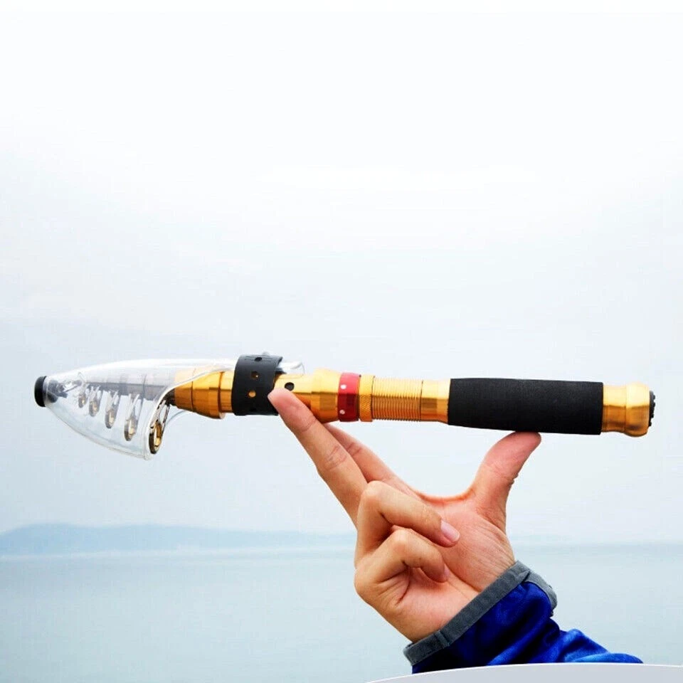 Caña de pescar giratoria portátil caña de pescar fibra de carbono señuelo rápido súper duro telescópico Foto 3 de 4