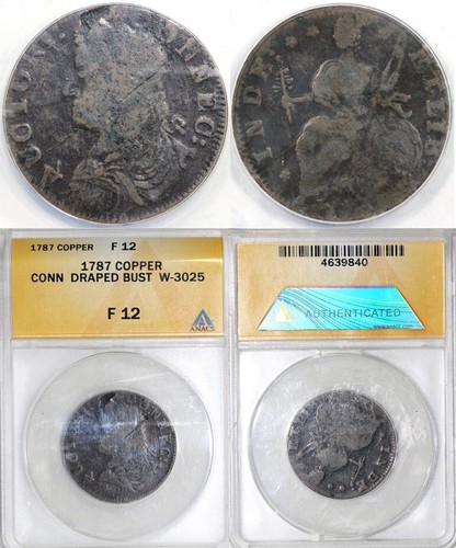 1787 W-3025 M.29.1-p Draped Bust Connecticut ANACS F 12 - Picture 5 of 5