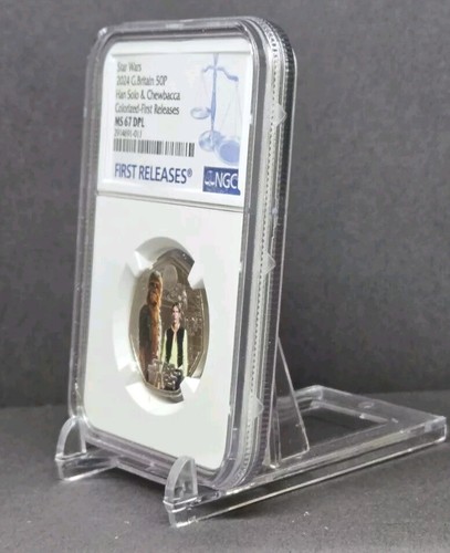 2024 GR BRIT 50p STAR WARS HAN SOLO & CHEWBACCA - NGC MS67 DPL FR COLOR not niue - Picture 7 of 16