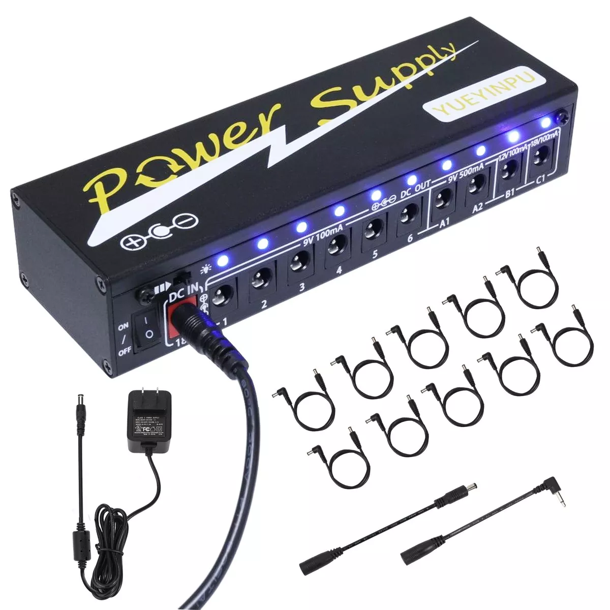 Power Supply For Guitar Effect Pedals 10 Isolated Outputs 9V 12V