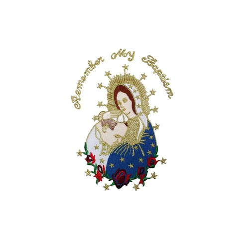 Baptism Virgin Mary & Pope Embroidered Patch Applique Santa Maria & Papa Motif - Picture 7 of 24
