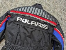 Vintage 1990s Snowmobile Polaris Racing Jacket Leather Nylon Ski Snowboard