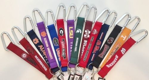 Carabiner Lanyard Keychain 8" NCAA Pick Your Team College - Afbeelding 1 van 35