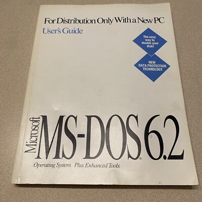 Vintage Genuine Microsoft MS-DOS 6.2 Users Guide Book 1993