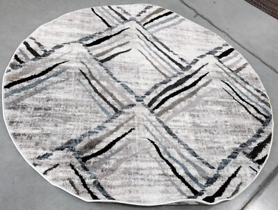 CREM / CHARCOAL 5'-1'' x 5'-1'' Back Stain Rug Reduced Price 1172764506 AMS112A-5R