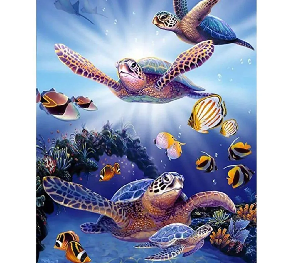 Diamond Painting Sea Turtle And Fish Design Underwater Embroidery House  Displays