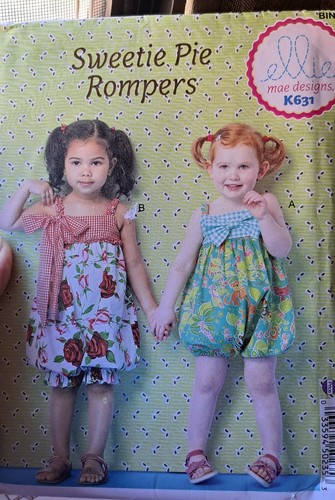 Uncut Kwik Sew Ellie Mae Designs 631 174 "Sweetie Pie Rompers" Toddlers 1-4T 