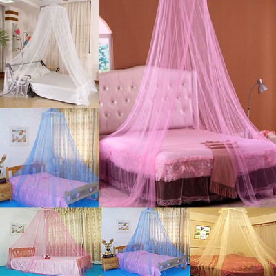 White Pink Blue Round Lace Curtain Dome Bed Canopy Netting ...