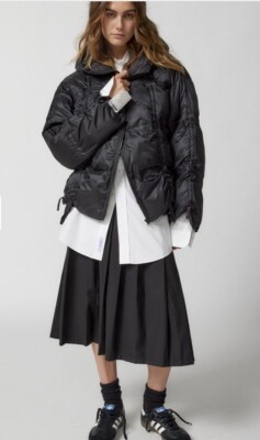 iets frans  Urban Outfitters Black Quilted Ruched Puffer Jacket Sz Large