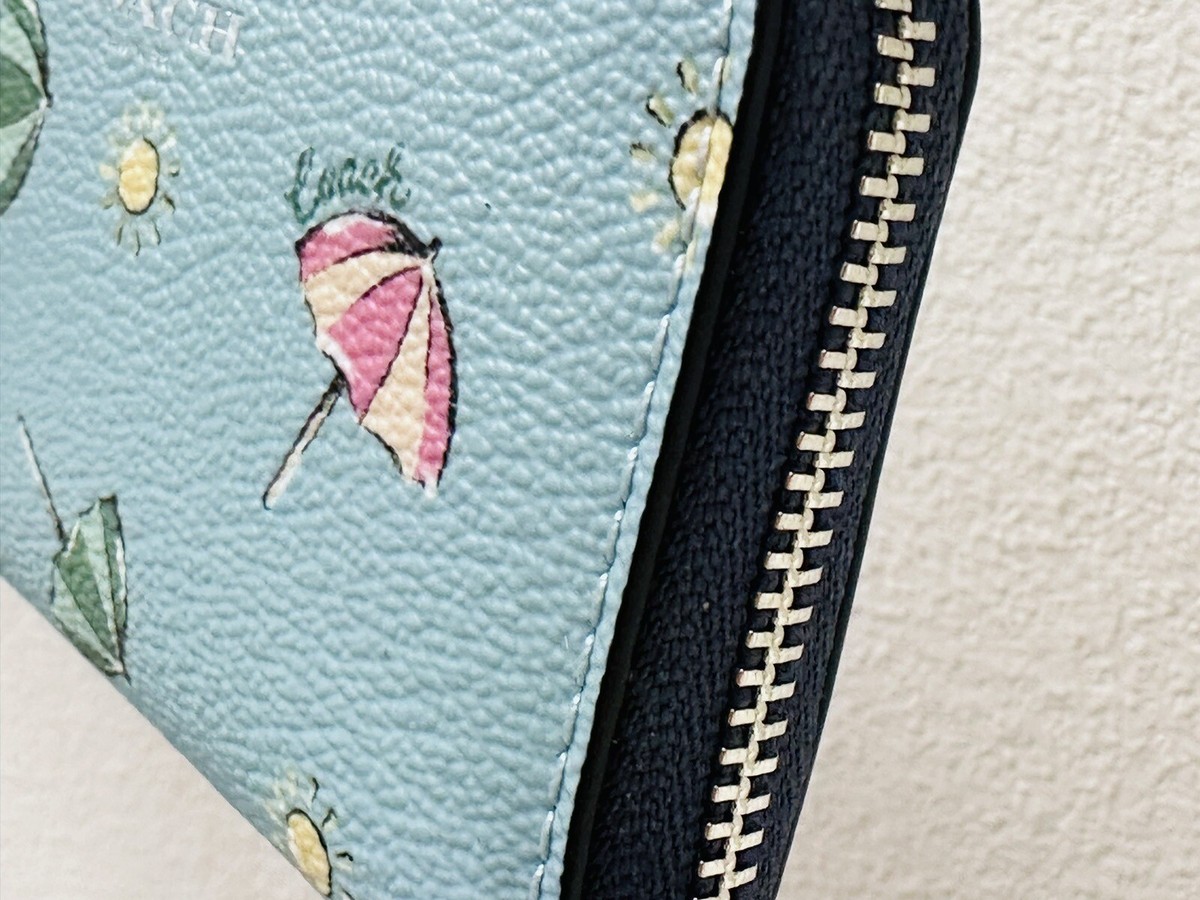 coach確認用 Coach F73473 Zip Around Coin Case With Beach Umbrella Print