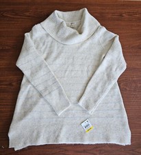 Women's Size Medium Style co Cowl Neck Heathered Sweater In Beige-NWT