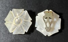 Vintage Pair Floral Mother Of Pearl Carved Shell Shoe Clips R Maker VGC