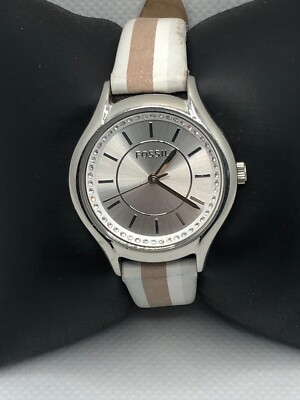 Fossil BQ1590IE Women's Leather Analog Silver Dial Quartz Genuine Watch HO340
