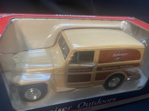 BUDWEISER OUTDOORS 1953 JEEP WILLYS SEDAN DELIVERY DIE CAST BANK Liberty #29016 - Picture 2 of 7