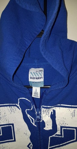Old Navy Boys Size L 10-12 Husky Zippered Basketball Hoodie Sweatshirt Blue - Picture 3 of 4