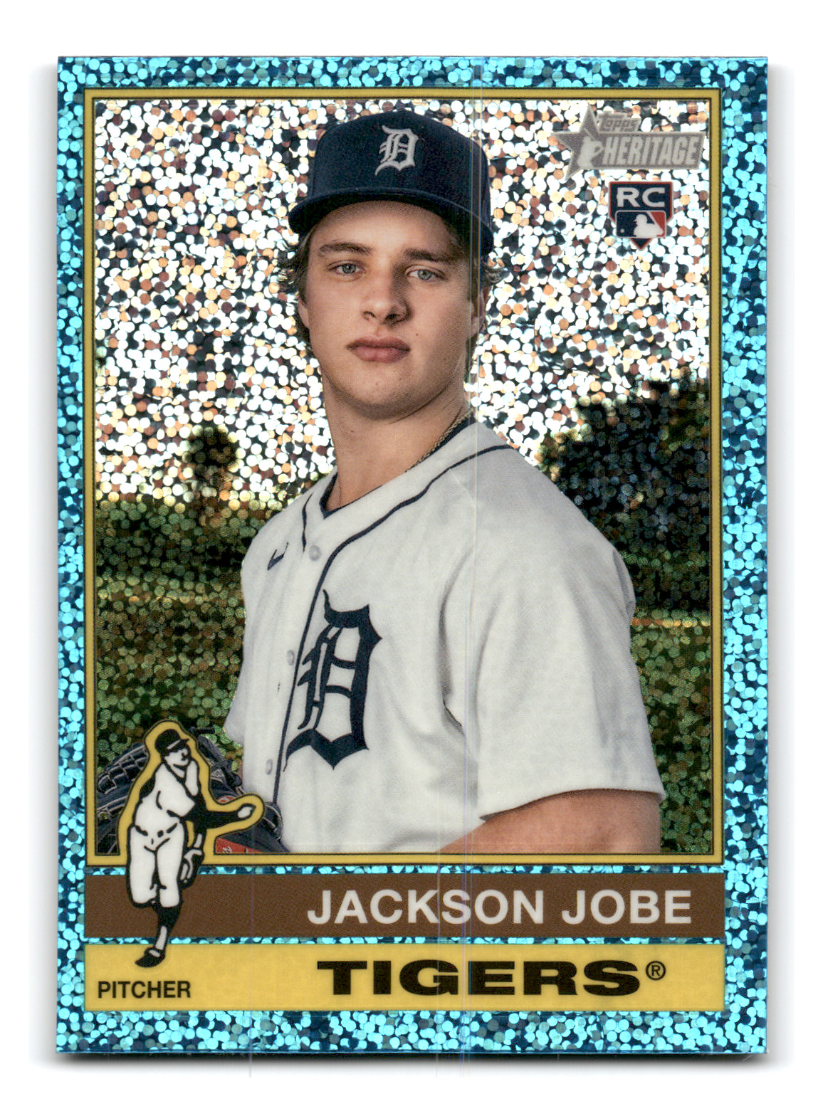 2025 Topps Heritage - Jackson Jobe Rookie #389 (Chrome Light Blue Sparkle)
