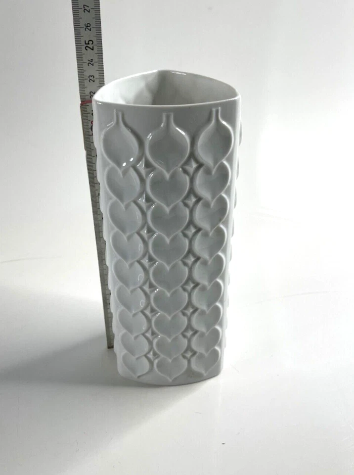 Kaiser Porzellan Blumen Vase weiß ca. 23cm Blätter - Bild 2 von 4