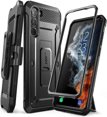 SUPCASE Samsung Galaxy S23 Hülle Kickstand Rugged Schwarz Klar Schutzhülle