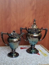 1860s Middletown Plate Co Antique Silverplate Brittania Metal Creamer/Sugar Set