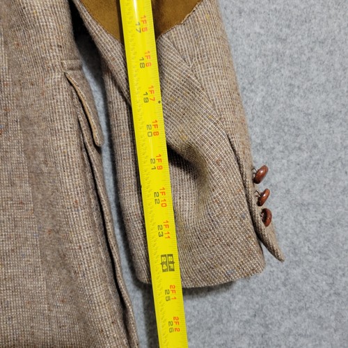 VTG PBM Tweed Donegal Wool Blazer Men 39R Brown Fleck Donegal Elbow Patches USA - Picture 5 of 23
