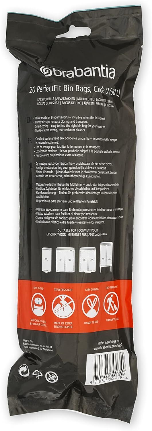 Brabantia 138485 PerfectFit Bin Liners Multipack (Size O/30 Litre