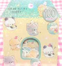 KAMIO JAPAN / Good Night Moffy Animal Flake Sticker Panda Penguin Dog Koala