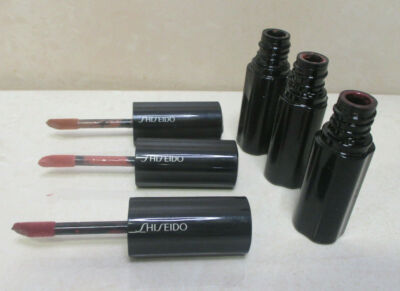 SHISEIDO LACQUER ROUGE ASSORTED LIPSTICKS RD702, RD215, BE306 FULL SIZE DETAILS