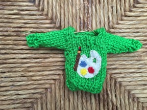 Artist S Palette Ornament Handmade Mini Sweater Xmas Ornament For