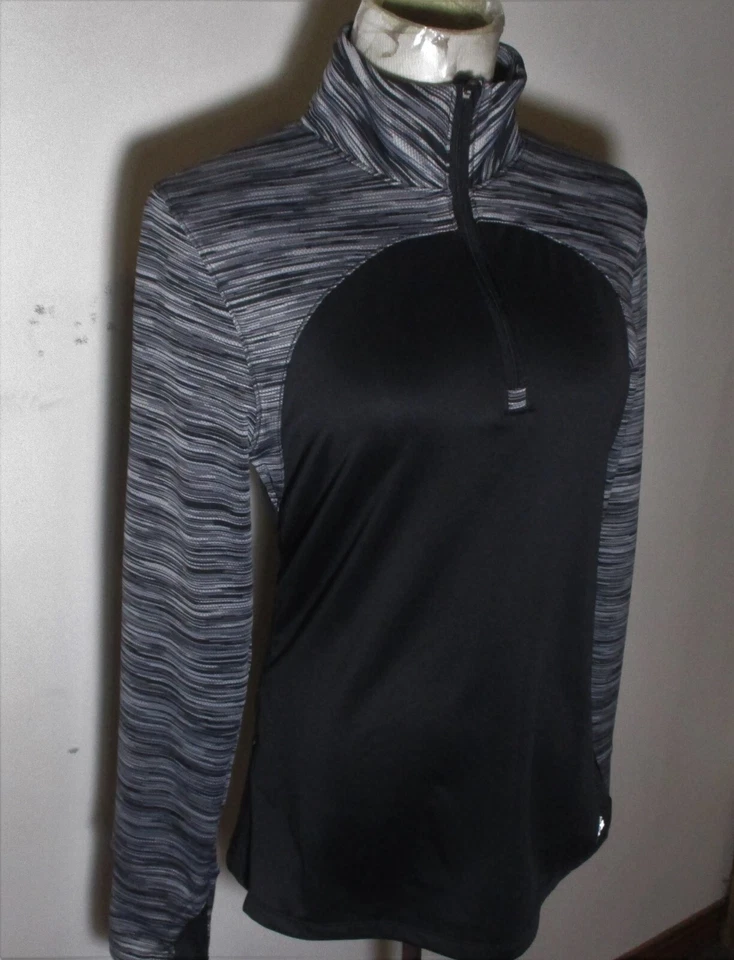 Jersey RBK negro atlético manga larga agujero para el pulgar 1/2 cremallera talla L Foto 3 de 4