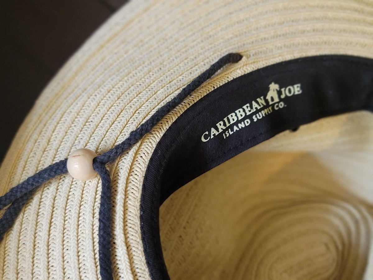 Caribbean Joe Striped Wide Brim Sun Hat | UPF 50+ | NWOT - Never Worn Victoria Sun Hat with Multicolor Striped Scarf - Caribbean  main image 4