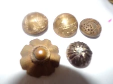 Vintage 5 Gold Tone/Brass Buttons, Dome with Deep Shank Must See Rare