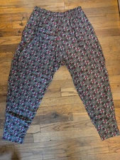Sostanza Boho Funky Pattern Tapered Harem Pants Hippie Festival Size M 