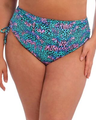 Elomi Electric Savannah Bikini Slip Gr.24 Blau Rosa Leopard High Waist 800773