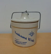 1933 Kaukauna Klub Dairy Wisconsin Cheese Stoneware Crock with Bail Lid