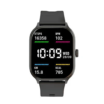 LASER V-Fitness 2" Touch Screen Smart Watch Black - Heart Rate, Sleep, Music Control