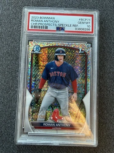 2023 Roman Anthony RC /299 Bowman 1st Chrome Prospects Speckle Ref PSA 10 #BCP71