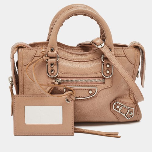 Balenciaga Nano City Metallic Edge Beige Leather Tote